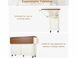 ModernLuxe Isla central de cocina - con tablero retráctil - 4 puertas y 2 cajones -