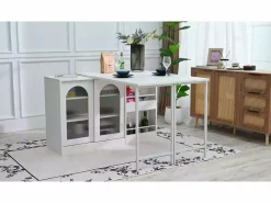 ModernLuxe Isla central de cocina - con tabla pivotante deslizable - con puertas de vidrio y espacio de almacenamiento - MDF -