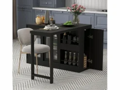 ModernLuxe Isla central de cocina - con tabla pivotante deslizable - con puertas de vidrio y espacio de almacenamiento - MDF -
