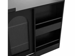 ModernLuxe Isla central de cocina - con tabla pivotante deslizable - con puertas de vidrio y espacio de almacenamiento - MDF -