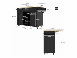Online Isla central de cocina - carrito con ruedas y plancha extensible - 3 cajones y 2 puertas - Isla Cocina