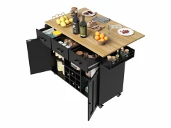 Online Isla central de cocina - carrito con ruedas y plancha extensible - 3 cajones y 2 puertas - Isla Cocina