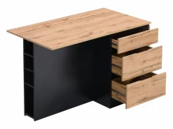 Best Vente-unique Isla central de cocina con 6 cajones y 4 compartimentos de MDF - Natural y Negro - POMARELA Negro / Color natural claro