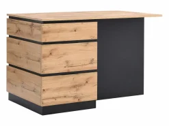 Best Vente-unique Isla central de cocina con 6 cajones y 4 compartimentos de MDF - Natural y Negro - POMARELA Negro / Color natural claro