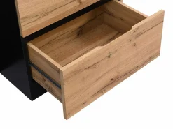Best Vente-unique Isla central de cocina con 6 cajones y 4 compartimentos de MDF - Natural y Negro - POMARELA Negro / Color natural claro