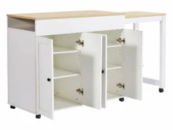 ModernLuxe Isla central de cocina con 4 puertas - Tablero extensible - 118(180)x46x94 cm - + natural