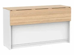 Hot Vente-unique Isla central de cocina con 2 puertas - Blanco y roble - BENITA Color natural claro / Blanco