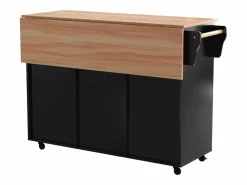 Clearance Isla central de cocina móvil - Tablero extensible - 2 cajones + puertas de armario para almacenamiento - Isla Cocina