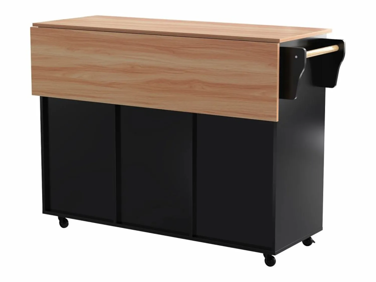 Clearance Isla central de cocina móvil - Tablero extensible - 2 cajones + puertas de armario para almacenamiento - Isla Cocina