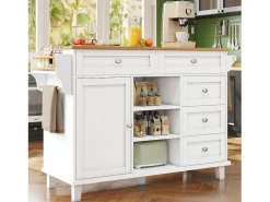 ModernLuxe Isla central de cocina móvil - 5 cajones y 5 compartimentos - MDF -