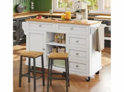 ModernLuxe Isla central de cocina móvil - 5 cajones y 5 compartimentos - MDF -
