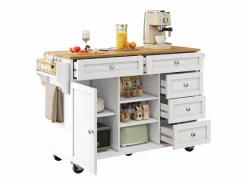 ModernLuxe Isla central de cocina móvil - 5 cajones y 5 compartimentos - MDF -
