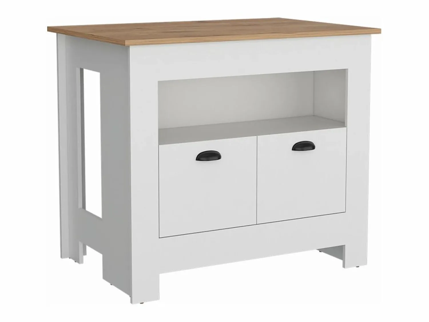 Best Isla de cocina Arlet en melamina con 2 puertas y 3 estantes , Blanco / Macadamia , 89.9 cm X 103 cm X 70 cm Isla Cocina