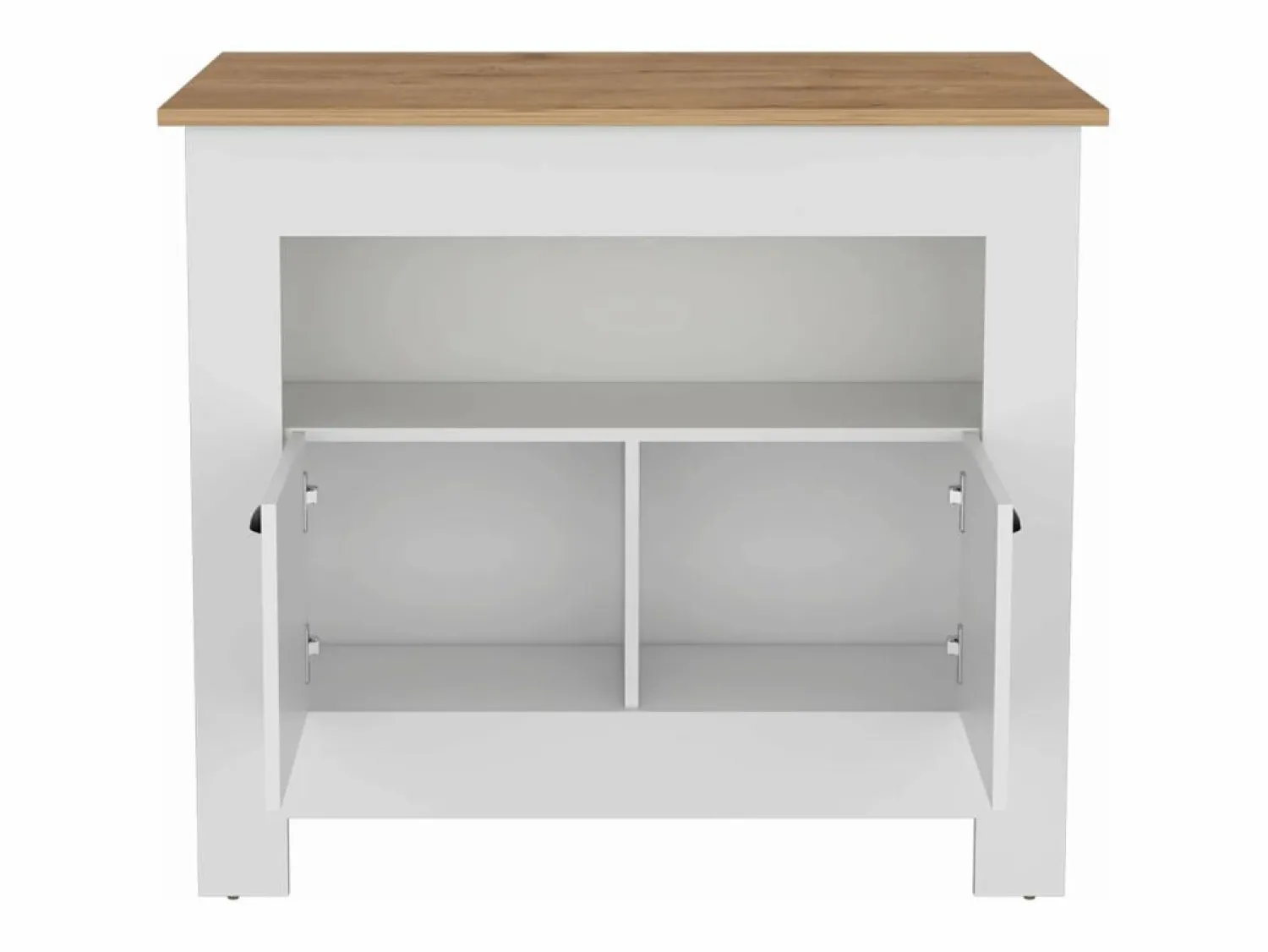 Best Isla de cocina Arlet en melamina con 2 puertas y 3 estantes , Blanco / Macadamia , 89.9 cm X 103 cm X 70 cm Isla Cocina