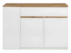 Online Isla de cocina atemporal - MDF - 130 cm de largo - Blanco y Natural - MEILI Isla Cocina