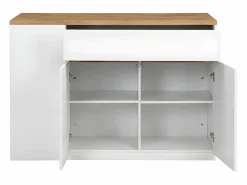Online Isla de cocina atemporal - MDF - 130 cm de largo - Blanco y Natural - MEILI Isla Cocina