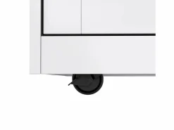 Isla de cocina blanca - Isla de cocina con ruedas y patas de madera - Encimera abatible - 2 cajones 4 puertas Blanco