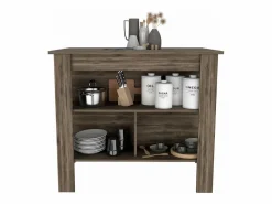 Clearance Isla de cocina Cala en melamina con 3 estantes , marron , 90 cm X 103 cm X 70 cm Isla Cocina
