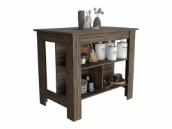 Clearance Isla de cocina Cala en melamina con 3 estantes , marron , 90 cm X 103 cm X 70 cm Isla Cocina