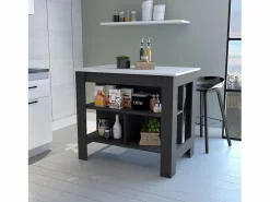 TuHome Isla de cocina Cala, tres estantes y cuatro patas , 89.99 cm X 102.99 cm X 69.97 cm , Multicolor