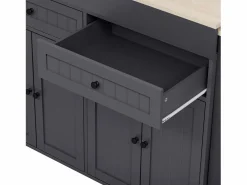 Clearance ModernLuxe Isla de cocina central - con 4 puertas y 2 cajones - tablero extensible - con ruedas - 180,5×45×92,2 cm - Gris