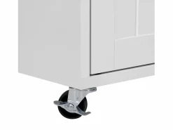 ModernLuxe Isla de cocina central - con 4 puertas y 2 cajones - tablero extensible - con ruedas - 180,5×45×92,2 cm - Blanco + Natural