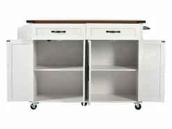 Sale Isla de cocina central móvil con 4 puertas y 2 cajones - tapa extensible - 140 x 45/73 x 93 cm - Madera MDF + metal - + natural Isla Cocina