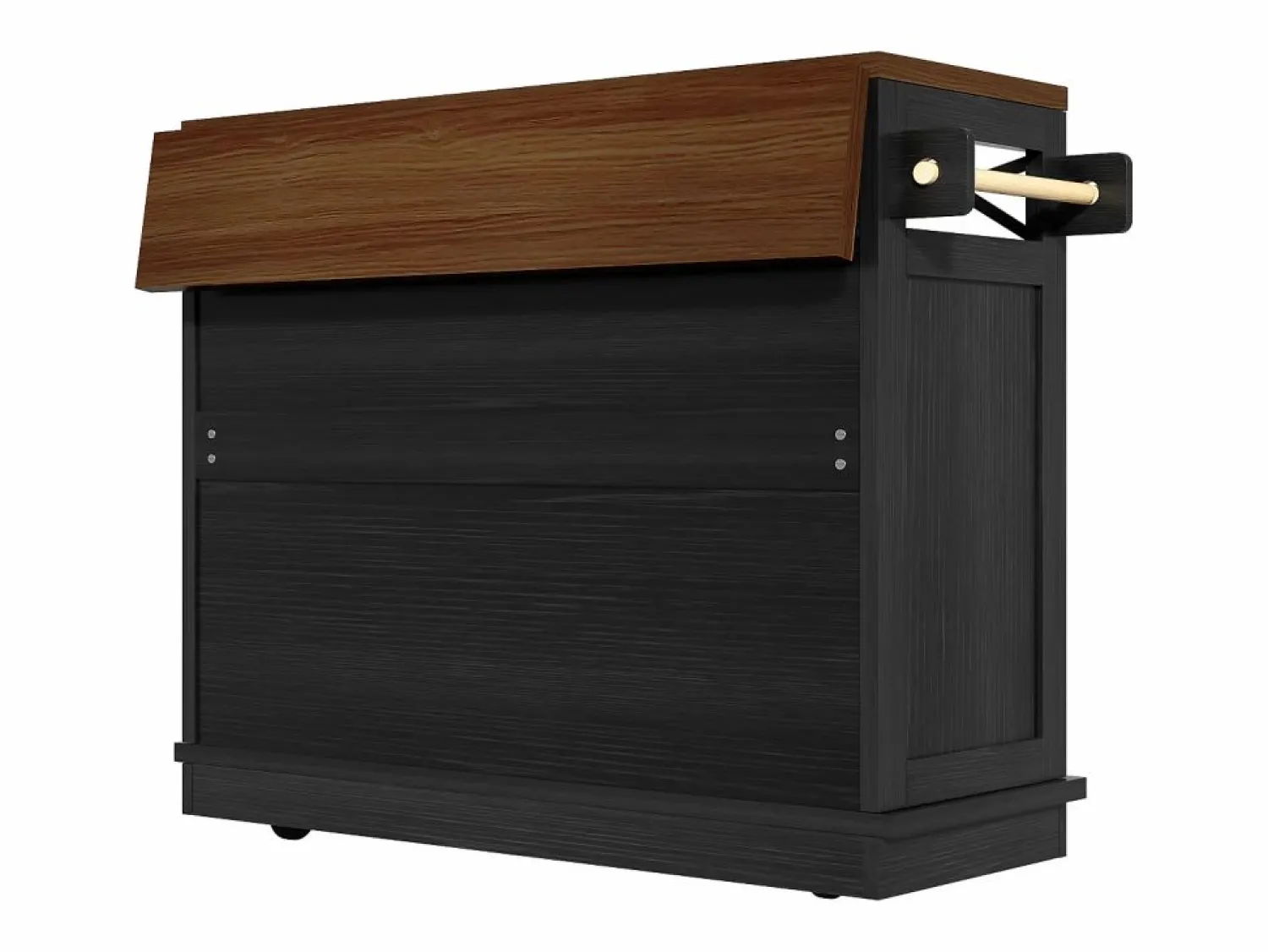 Hot ModernLuxe Isla de cocina central móvil - Tablero extensible - 3 cajones y 3 puertas - estantes abiertos - con toallero - MDF - Negro