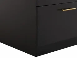 Online Vente-unique Isla de cocina con 6 cajones de MDF y metal - Negro y efecto mármol blanco - ALEGRITA Negro / Blanco
