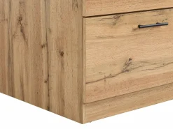Clearance Vente-unique Isla de cocina con 6 cajones de MDF y metal - Negro y Natural claro - ALEGRITA Negro / Color natural claro