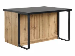Clearance Vente-unique Isla de cocina con 6 cajones de MDF y metal - Negro y Natural claro - ALEGRITA Negro / Color natural claro