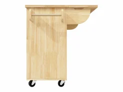 Online Hauss Spole Isla de cocina con 2 puertas y 3 cajones, encimera extensible, diseño de tablero de ajedrez, color natural Color natural claro