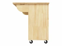 Online Hauss Spole Isla de cocina con 2 puertas y 3 cajones, encimera extensible, diseño de tablero de ajedrez, color natural Color natural claro