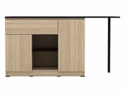 Discount Isla de cocina con 2 puertas, 1 cajón y 2 estantes - Natural y negro - TUNORI Isla Cocina