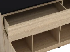 Discount Isla de cocina con 2 puertas, 1 cajón y 2 estantes - Natural y negro - TUNORI Isla Cocina