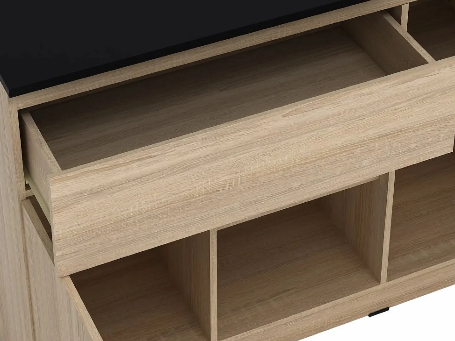 Discount Isla de cocina con 2 puertas, 1 cajón y 2 estantes - Natural y negro - TUNORI Isla Cocina