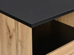 Discount Vente-unique Isla de cocina con 2 puertas y 1 estante de MDF - Natural y negro - CORELINA Negro / Color natural claro
