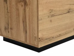 Discount Vente-unique Isla de cocina con 2 puertas y 1 estante de MDF - Natural y negro - CORELINA Negro / Color natural claro