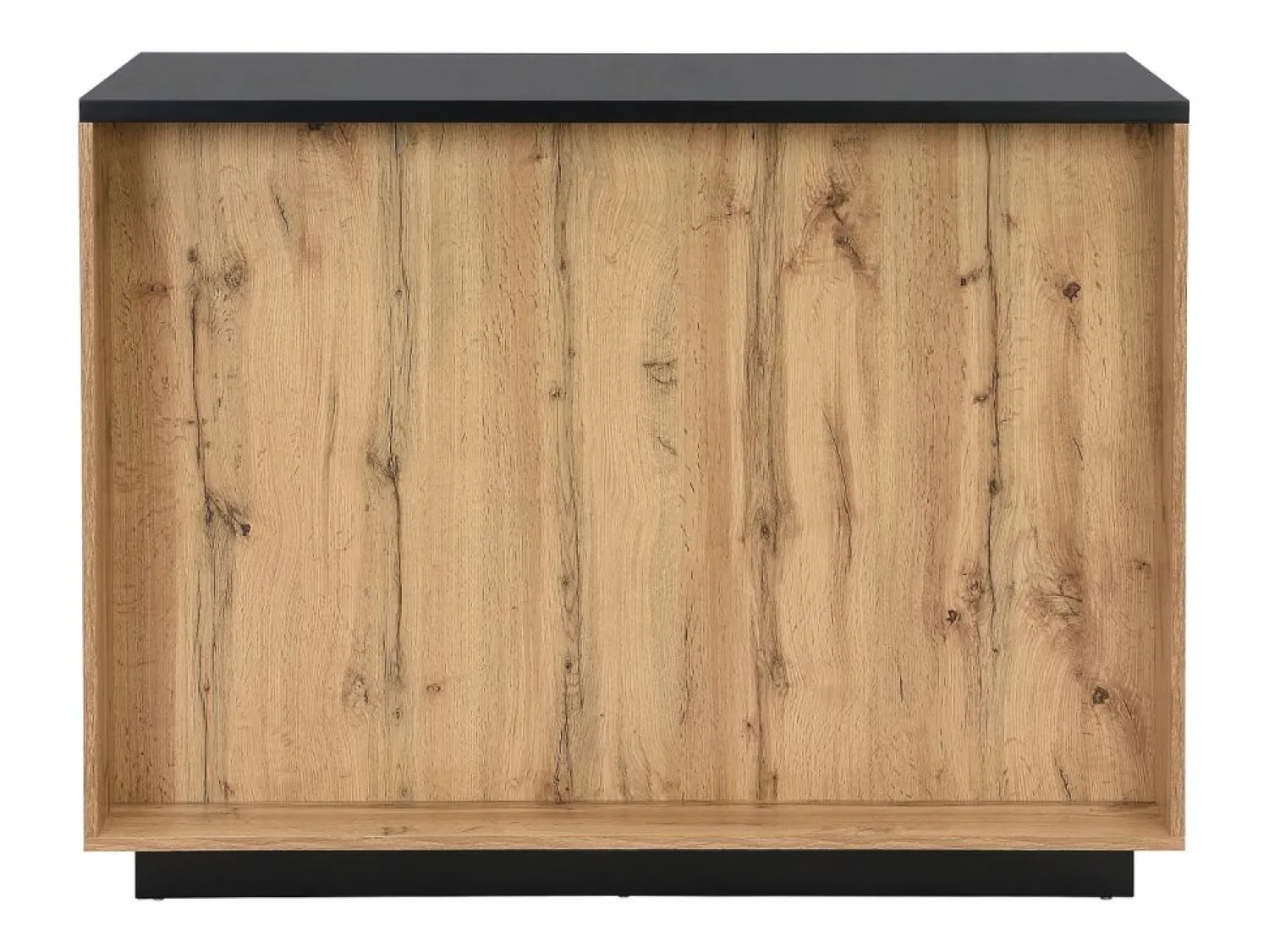 Discount Vente-unique Isla de cocina con 2 puertas y 1 estante de MDF - Natural y negro - CORELINA Negro / Color natural claro