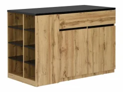 Isla de cocina con almacenaje - Negro y Natural - MEILI Isla Cocina