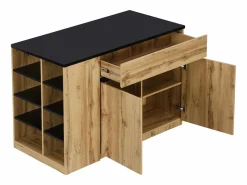 Isla de cocina con almacenaje - Negro y Natural - MEILI Isla Cocina