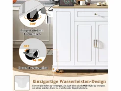 Clearance Merax Isla de cocina con comedor extensible + cajones + 2 puertas - 131,8 x 40/70 x 93,9 cm - MDF - blanca Blanco