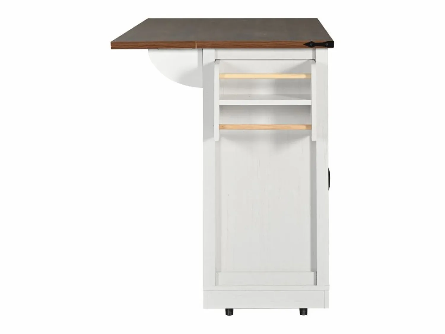Outlet Isla de cocina con encimera abatible - Carrito de cocina con 2 puertas correderas y 3 cajones - toallero y portavasos - Isla Cocina