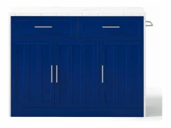 Best Isla de cocina con puerto USB, 3 puertas y 2 cajones - MDF - Blanca y - para salón y cocina Isla Cocina