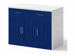 Best Isla de cocina con puerto USB, 3 puertas y 2 cajones - MDF - Blanca y - para salón y cocina Isla Cocina