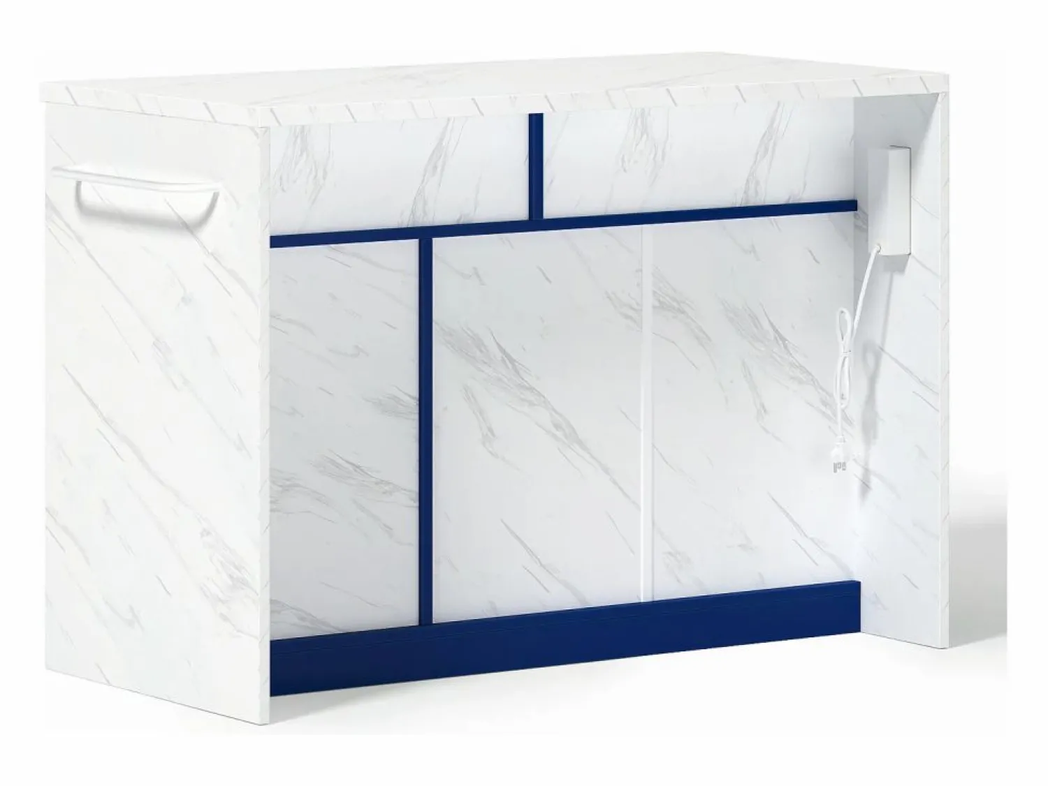 Best Isla de cocina con puerto USB, 3 puertas y 2 cajones - MDF - Blanca y - para salón y cocina Isla Cocina