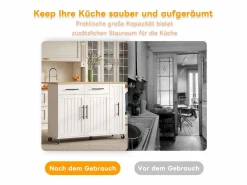Discount Merax Isla de cocina con ruedas - 120 x 40 x 90 cm - con almacenaje deslizante + 2 cajones + 2 puertas - Blanco