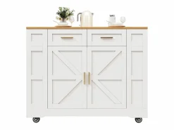 Outlet Isla de cocina con ruedas - 120 x 65 x 90 cm - Carrito con módulos extensibles - 2 puertas + 2 cajones - MDF - Isla Cocina
