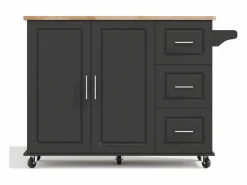 Hot Isla de cocina con ruedas 137x43/76 cm con 3 cajones y 2 puertas - y madera Isla Cocina