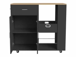 New Isla de cocina con ruedas, carrito de cocina móvil con encimera y almacenaje, mueble de almacenaje, 102 × 46 × 92 cm, Isla Cocina